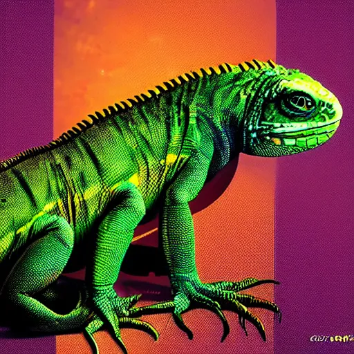 Prompt: cyberpunk iguana