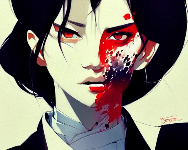 Image similar to a ultradetailed beautiful panting of a stylish woman wearing a shirt with a tie, she has black hair, by conrad roset, greg rutkowski and makoto shinkai, trending on artstation