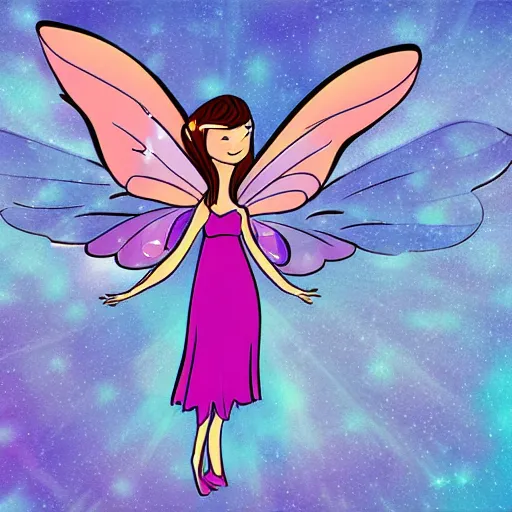 Image similar to beautiful fairy with wings, cartoon style