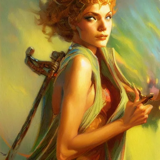 Prompt: female mage, sunny, painting by gaston bussiere, craig mullins, j. c. leyendecker