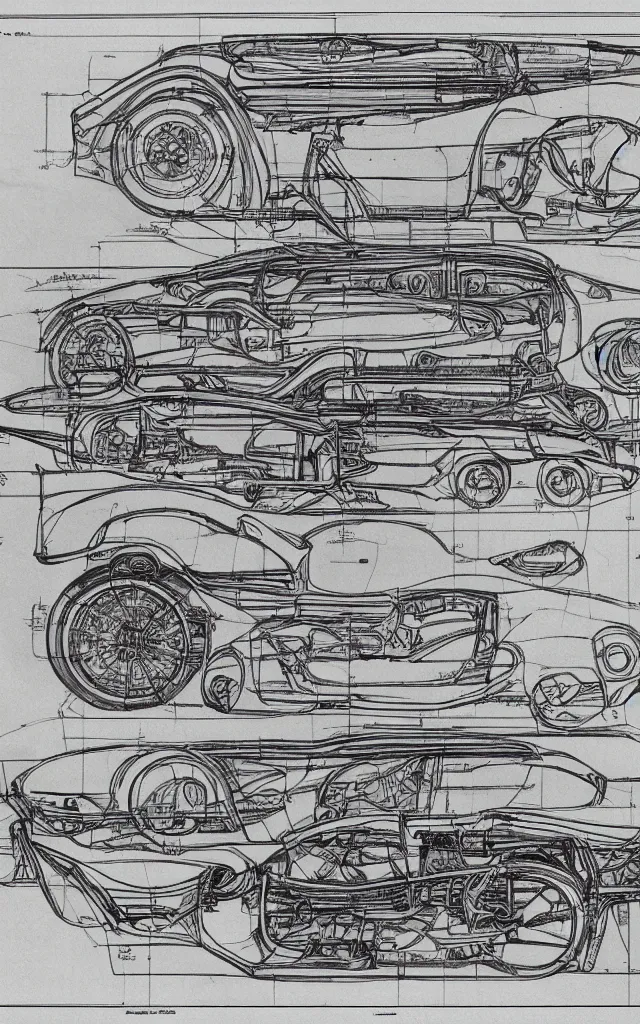 Image similar to automotive blueprints drawn by davinci
