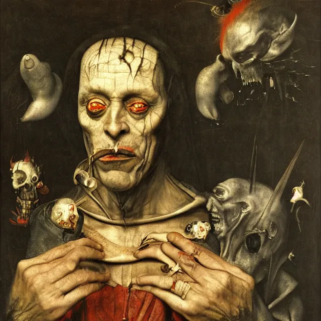 Image similar to full color hd photo of mephistopheles, octane render 4 k, by hieronymus bosch, joel peter witkin, annie liebovitz. gustave dore,