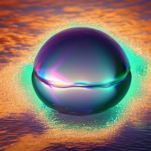 Prompt: A shiny gem floating over a lake by Jeff Easley, rendered in octane.