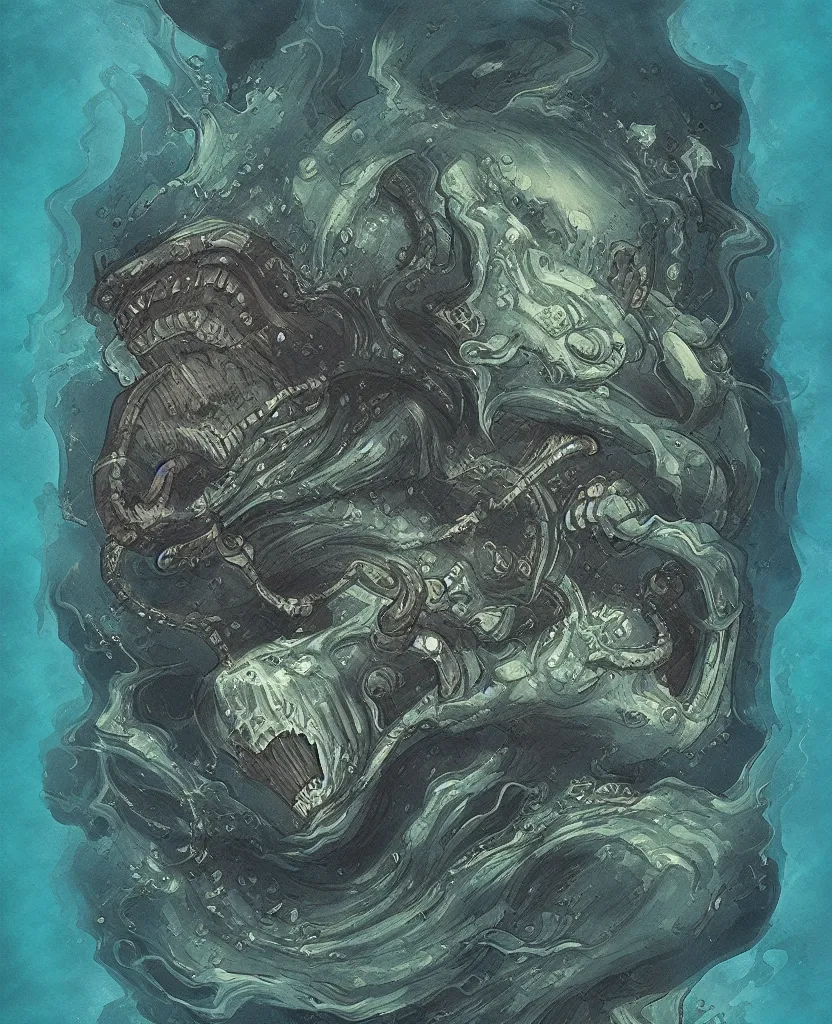 Image similar to mysterious bestiary of wild emotion monsters repressed in the deep sea of unconscious of the psyche, about to rip through and escape in a extraordinary revolution, painted by ronny khalil