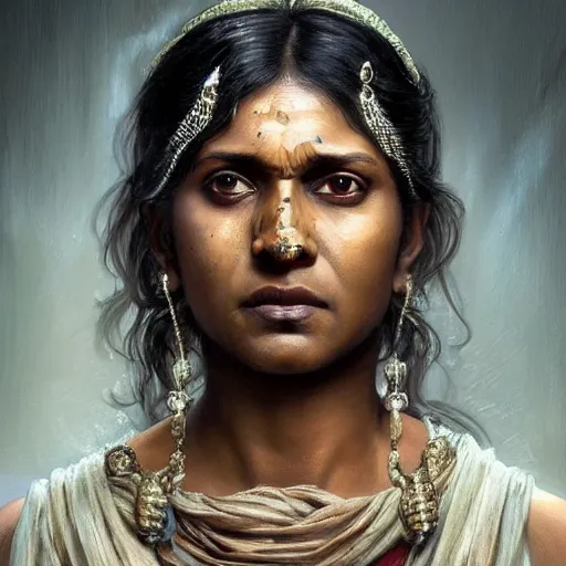 Prompt: portrait painting of a black muscular bloodied indian middle aged woman doing push ups, sari, ultra realistic, concept art, intricate details, eerie, horror, highly detailed, photorealistic, octane render, 8 k, unreal engine. art by artgerm and greg rutkowski and alphonse mucha