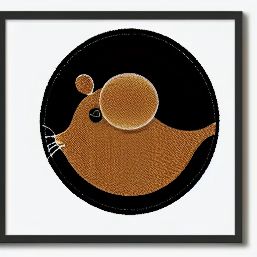 Image similar to circular logo of a muad'dib mouse from dune in minimalist style