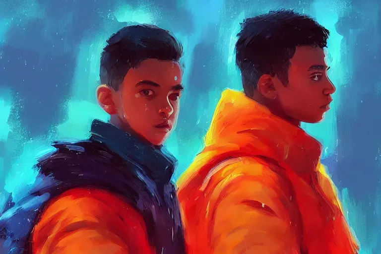 Image similar to “ a portrait of finn, rainy background, bright art masterpiece artstation. 8 k, sharp high quality artwork in style of jose daniel cabrera pena, concept art by tooth wu, fanart ”