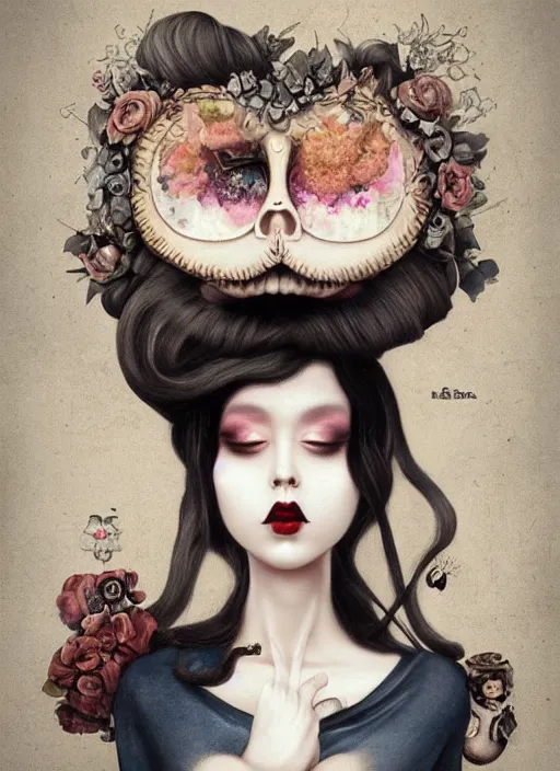 Image similar to pop surrealism, lowbrow art, realistic cute man with beard painting, japanese street fashion, hyper realism, muted colours, rococo, natalie shau, loreta lux, tom bagshaw, mark ryden, trevor brown style,