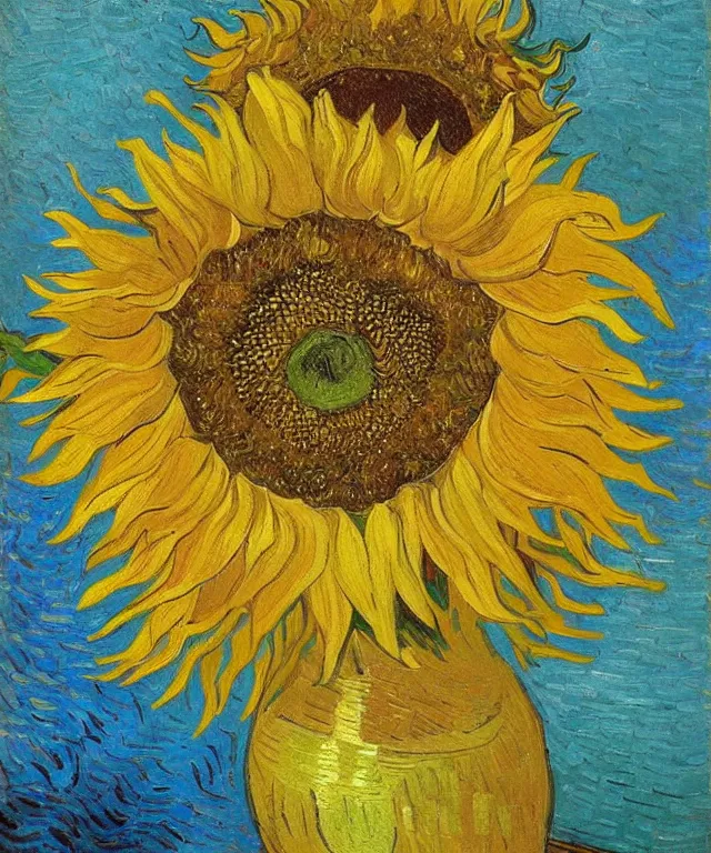 Prompt: sunflower, water painting, vincent van gogh, heavenly, sun rays, intricate, colorful, highly detailed, soft tones