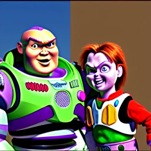 Image similar to Chucky and Buzz Lightyear