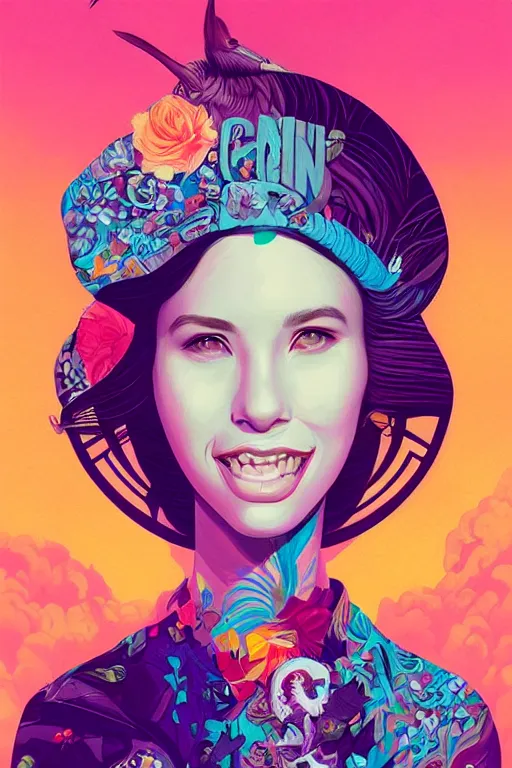 Image similar to a beautiful girl smiling, Tristan Eaton, victo ngai, artgerm, RHADS, ross draws