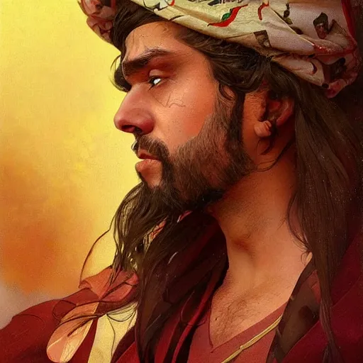 Image similar to portrait of kurdish singer ahmet kaya, highly detailed, digital painting, artstation, concept art, sharp focus, illustration, art by art germ and greg rutkowski and alphonse mucha