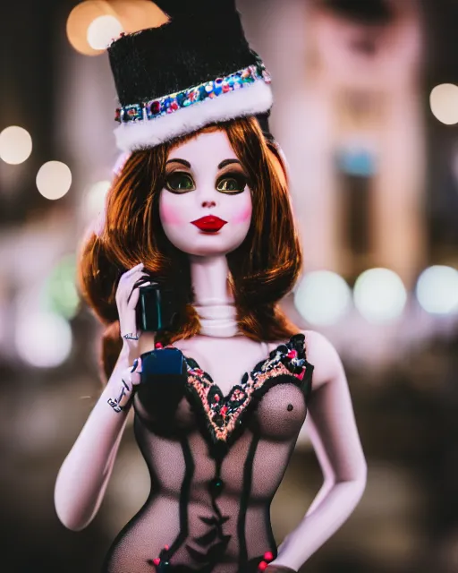 Prompt: high quality presentation photo of a beautiful dollpunk woman, photography 4k, f1.8 anamorphic, bokeh, 4k, Canon, Nikon