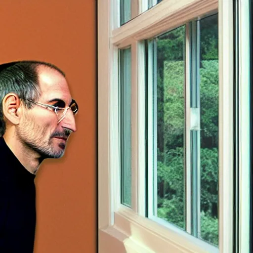 Prompt: steve jobs opening casement window