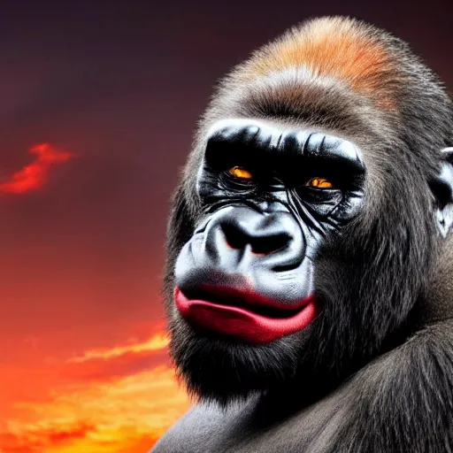 Image similar to stunning awe inspiring a gorilla as the joker movie still 8 k hdr atmospheric lighting