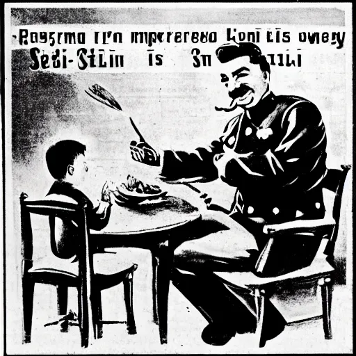 Image similar to josef stalin is eating children