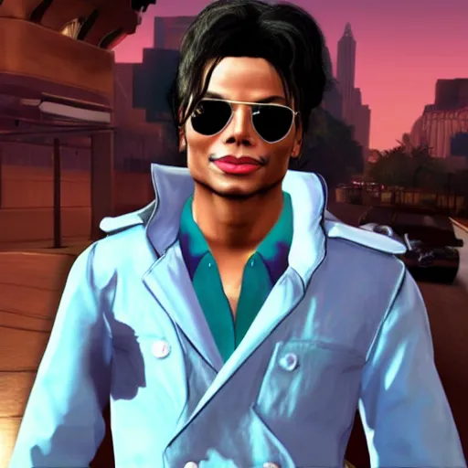 Prompt: michael jackson, gta character, detailed face