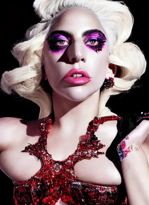 Image similar to lady gaga by nick knight, born this way, born this way album, red weapon 8 k s 3 5, cooke anamorphic / i lenses, highly detailed, cinematic lighting