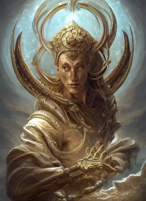 Image similar to the god king, elegant, highly detailed, centered, digital painting, artstation, concept art, smooth, sharp focus, illustration, artgerm, tomasz alen kopera, peter mohrbacher, donato giancola, joseph christian leyendecker, wlop, frank frazetta