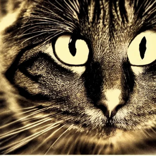 Prompt: a cat, enigmatic image, optical illusion