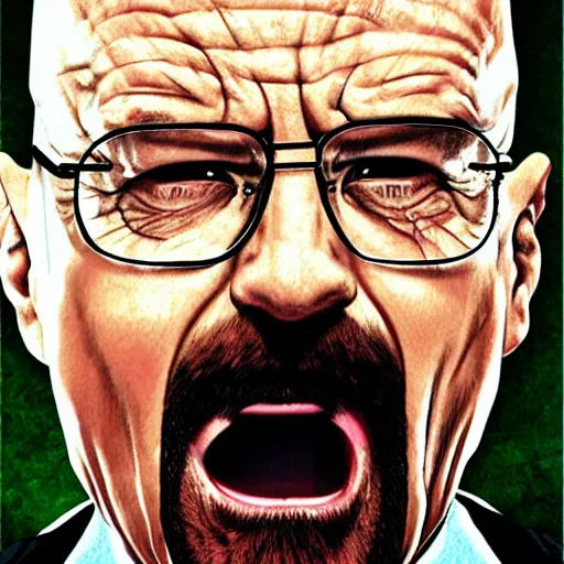 Image similar to walter white unhinged alternate screaming, 3 am