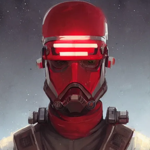 Image similar to portrait of a man by greg rutkowski, a soldier of the galactic triunvirate wearing a red and white tactical gear, star wars expanded universe, highly detailed portrait, digital painting, artstation, concept art, smooth, sharp foccus ilustration, artstation hq