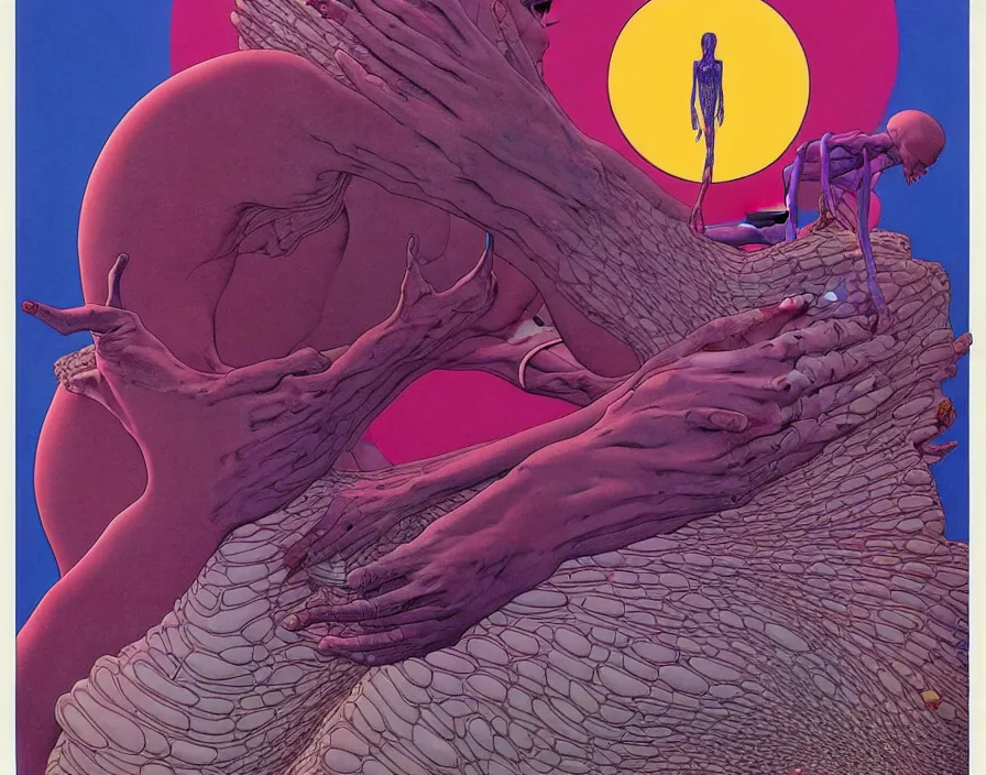 Image similar to ( ( ( ( the fear ) ) ) ) by mœbius!!!!!!!!!!!!!!!!!!!!!!!!!!!, overdetailed art, colorful, artistic record jacket design