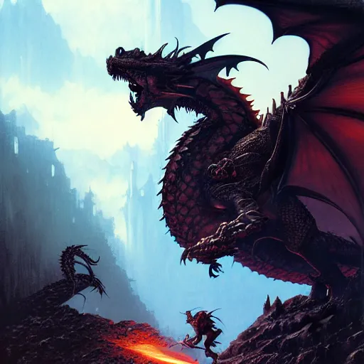 Image similar to here be dragons, cinematic lighting, detailed environment, landscape epic proportions, collaborative painting by greg ruthowski, michael whelan, yoji shinkawa, collaboarative artwork, exquisitely high quality and detailed, artstation