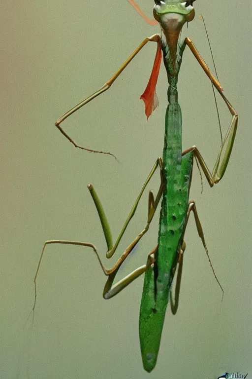 Image similar to praying mantis, by lucy arnold