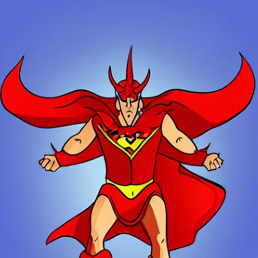 Image similar to satan dressed as superman is lucufer. detailed. photorealistic