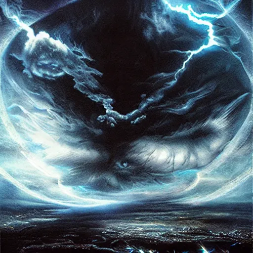 Image similar to spell of flares and glimpses anamorphic in the night during a stormcloud with dramatic airbrushed clouds over black background by Luis royo and Yoshitaka Amano intricated flares airbrush fantasy 80s, realistic masterpiece