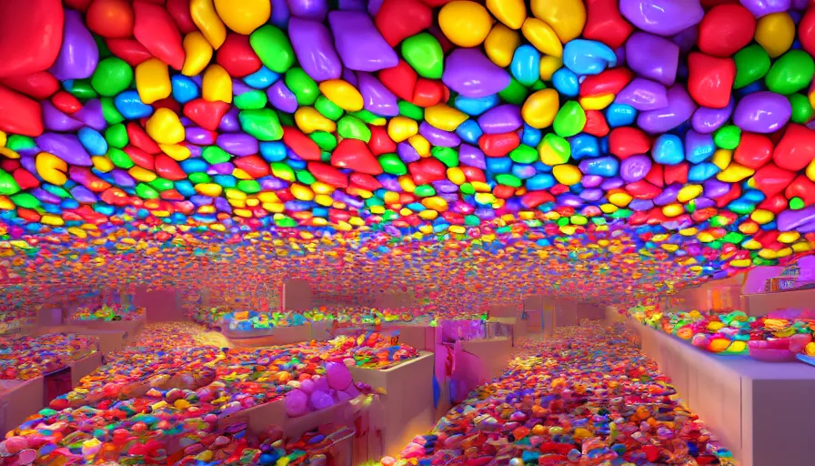 Image similar to room full of candies, light, hyperdetailed, artstation, cgsociety, 8 k