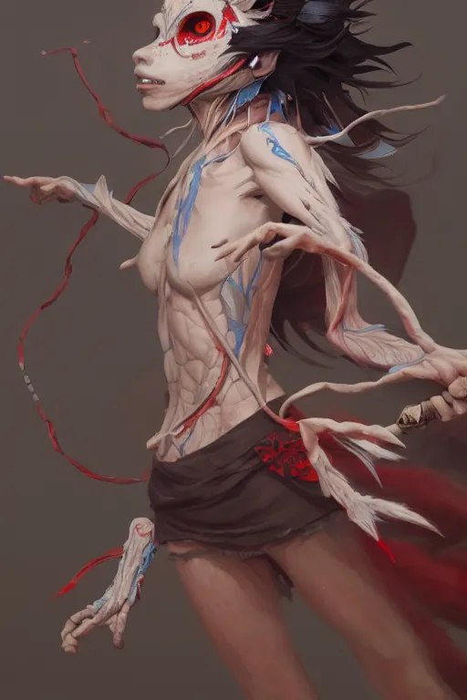 Image similar to mononoke hime, accurate anatomy, only two hands, highly detailed, digital painting, artstation, concept art, smooth, sharp focus, illustration, unreal engine 5, 8 k, art by artgerm and greg rutkowski and edgar maxence