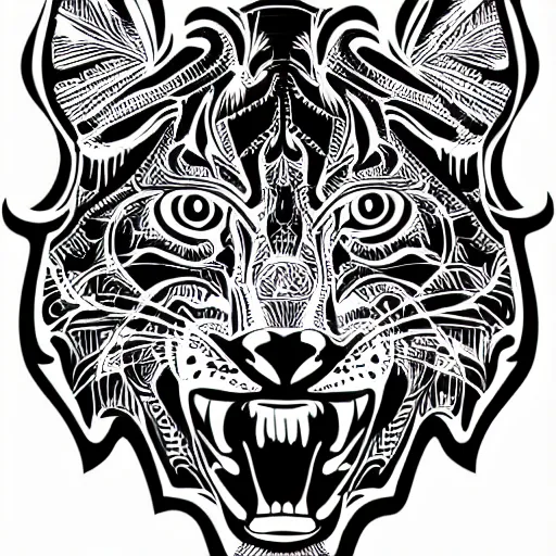 Prompt: tattoo stencil on paper detailed vector cougar