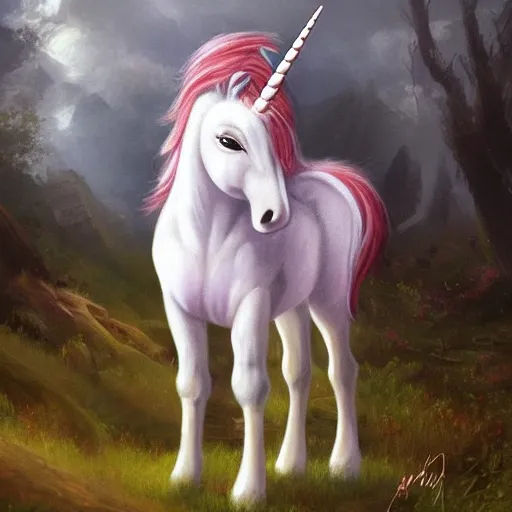 Image similar to a small fierce unicorn, fantasy art