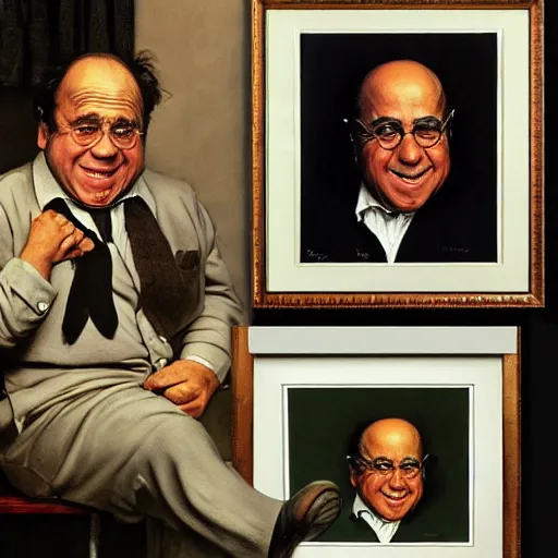 Image similar to danny devito portrait art by norman rockwell