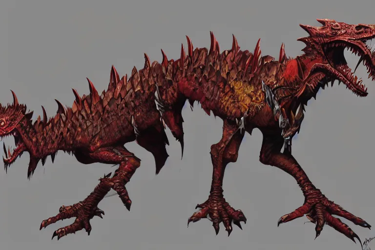 Image similar to Concept art of a warhammer Chaos Raptor. 8k