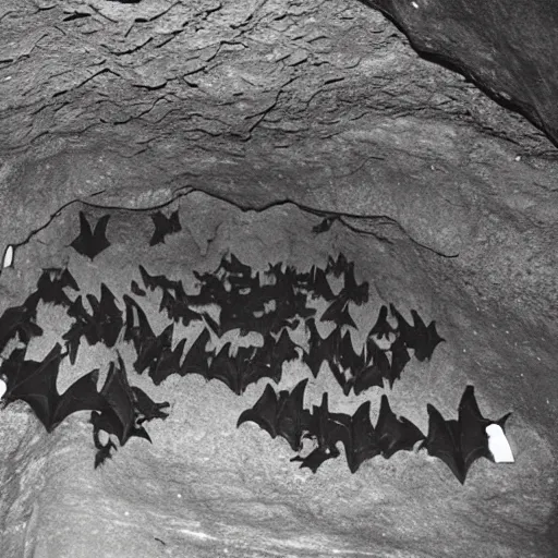 Prompt: photo of bats conspiring togheter in a cave