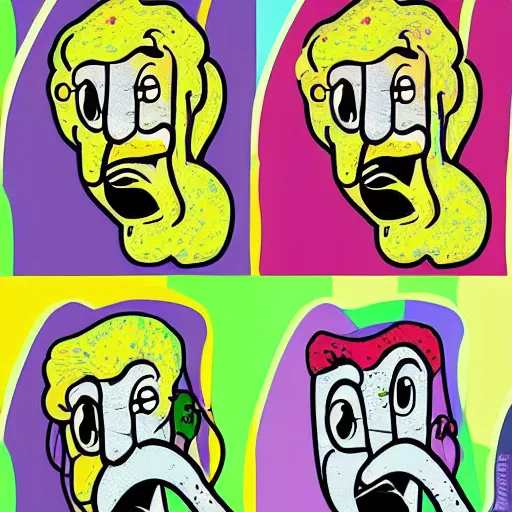 Image similar to amazing handsome squidward, pop art cartoon style