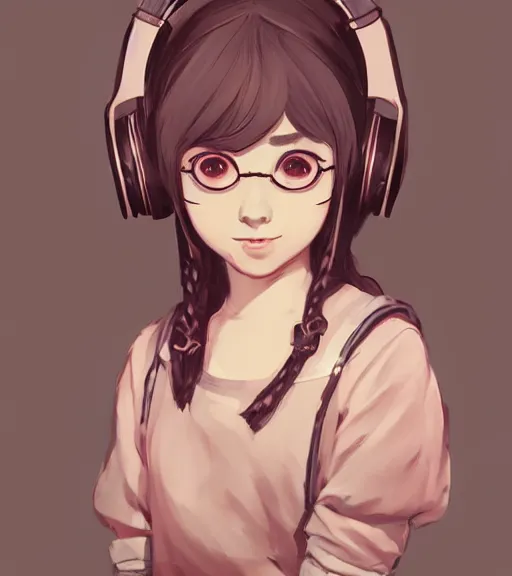 Image similar to beautiful little girl character inspired by 9 0's fashion and by madeline from celeste, art by rossdraws, wlop, ilya kuvshinov, artgem lau, sakimichan and makoto shinkai, concept art, headphones, anatomically correct, extremely coherent, realistic, hd