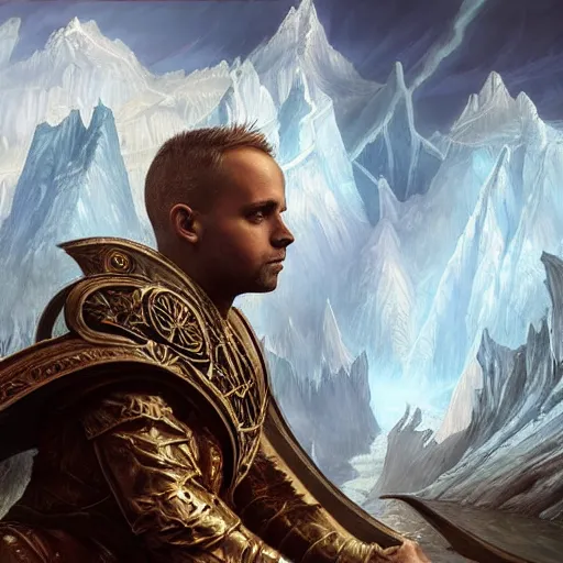 Prompt: armin van buuren as teferi, in the style of magic the gathering, glacier landscape, d & d, fantasy, intricate, elegant, highly detailed, digital painting, artstation, concept art, matte, sharp focus, illustration, art by artgerm and greg rutkowski and alphonse mucha