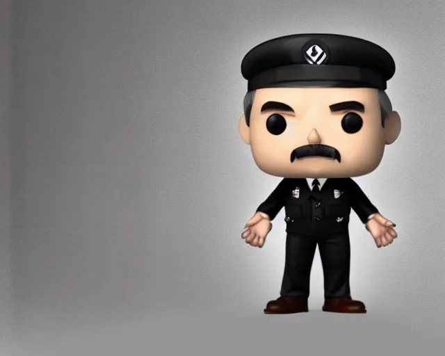 Image similar to full body 3d render of adolf hitler in nazi uniform as a funko pop, packaging, studio lighting, white background, blender, trending on artstation, 8k, highly detailed