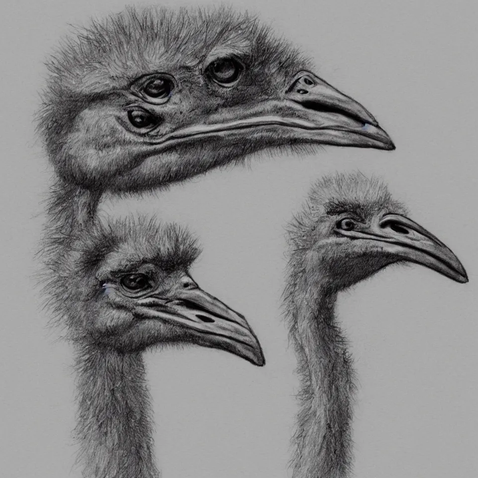 Image similar to a sketch of an ostrich