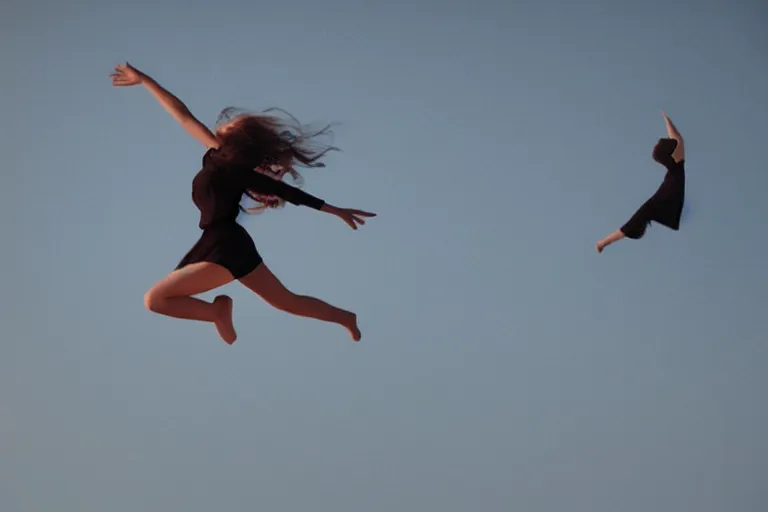 Image similar to photo of young woman that can fly hovering a few feet off the ground by Emmanuel Lubezki