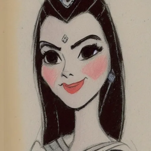 Image similar to milt kahl sketch of victoria justice as princess padme from star wars episode 3