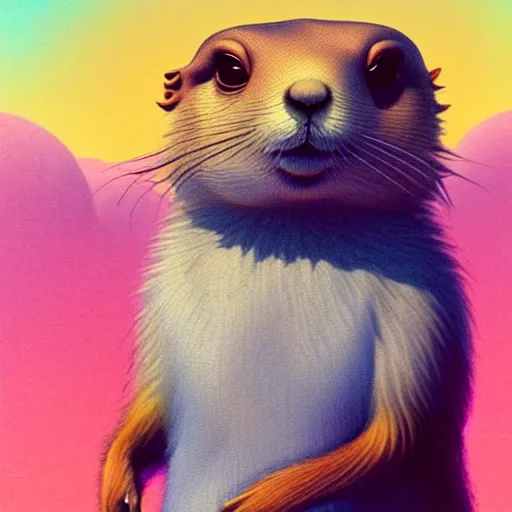 Image similar to cute fluffy prairie dog :: by Martine Johanna and Simon Stålenhag and Chie Yoshii and Casey Weldon and Guillermo del toro :: ornate, dynamic, particulate, rich colors, intricate, elegant, highly detailed, centered, artstation, smooth, sharp focus, octane render, 3d