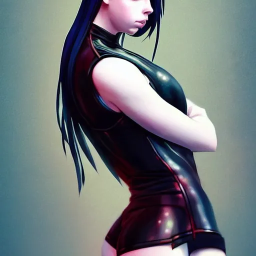 Prompt: a beautiful billie eilish christina hendricks alluring instagram model in latex tank top, by guweiz and wlop and ilya kuvshinov and artgerm and makoto shinkai and studio ghibli, symmetrical eyes, aesthetic, gorgeous, stunning, alluring, attractive, artstation, deviantart, pinterest, digital art