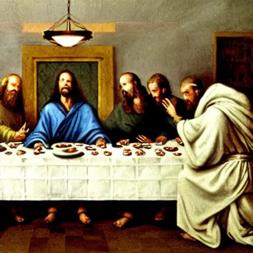 Image similar to Walter White at the last supper