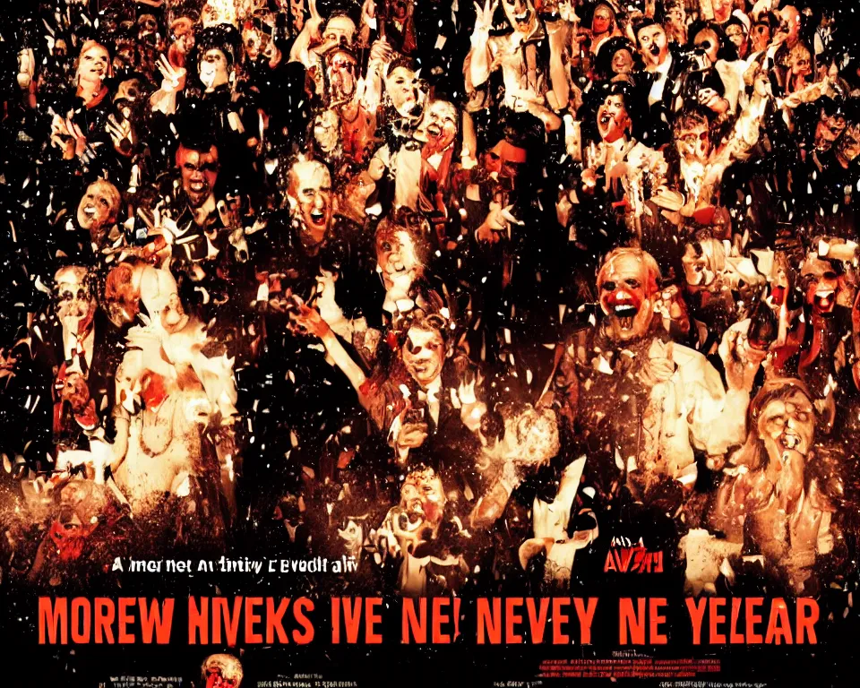 Image similar to a horror movie poster about new years eve