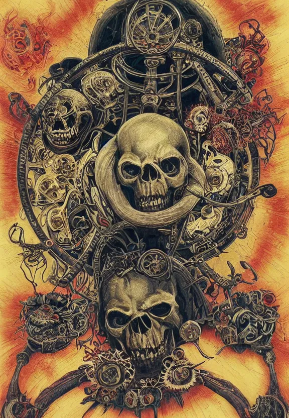 Image similar to simplicity, elegance, machinery, cameras, skulls, radiating, colorful mandala, psychedelic, minimalist environment, by ryan stegman and hr giger and esao andrews and maria sibylla merian eugene delacroix, gustave dore, thomas moran, the movie the thing, pop art, street art, graffiti, saturated